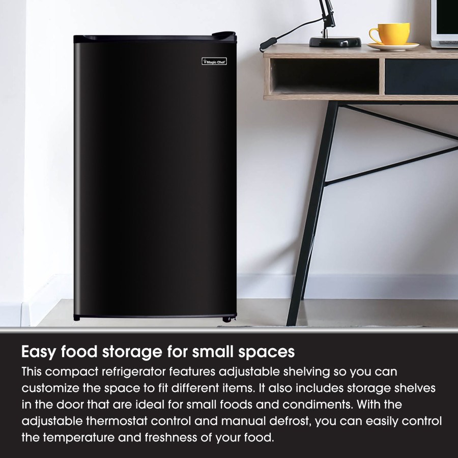 Magic Chef Refrigerator, Single Compartment Mini Refrigerator with Freezer, Portable, 3.5 Cubic Foot Capacity – MCBR350B2