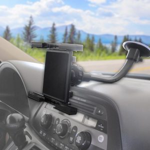 Mobotron Tablet Mount, Windshield Mount and Universal Adjustable Holder for Full-Range Tablets and Large Smart Phones – WM-400V