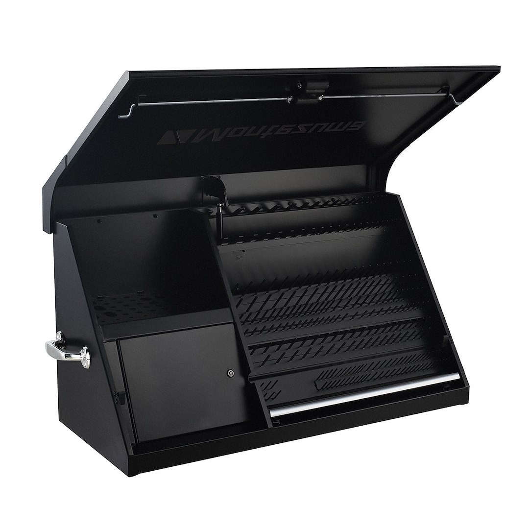 Montezuma Tool Box, Triangle®, Portable, Single Lid, Powder Coated, Black, Steel, 41-3/4 Inch Length X 18 Inch Width X 21-5/8 Inch Height – DX411B