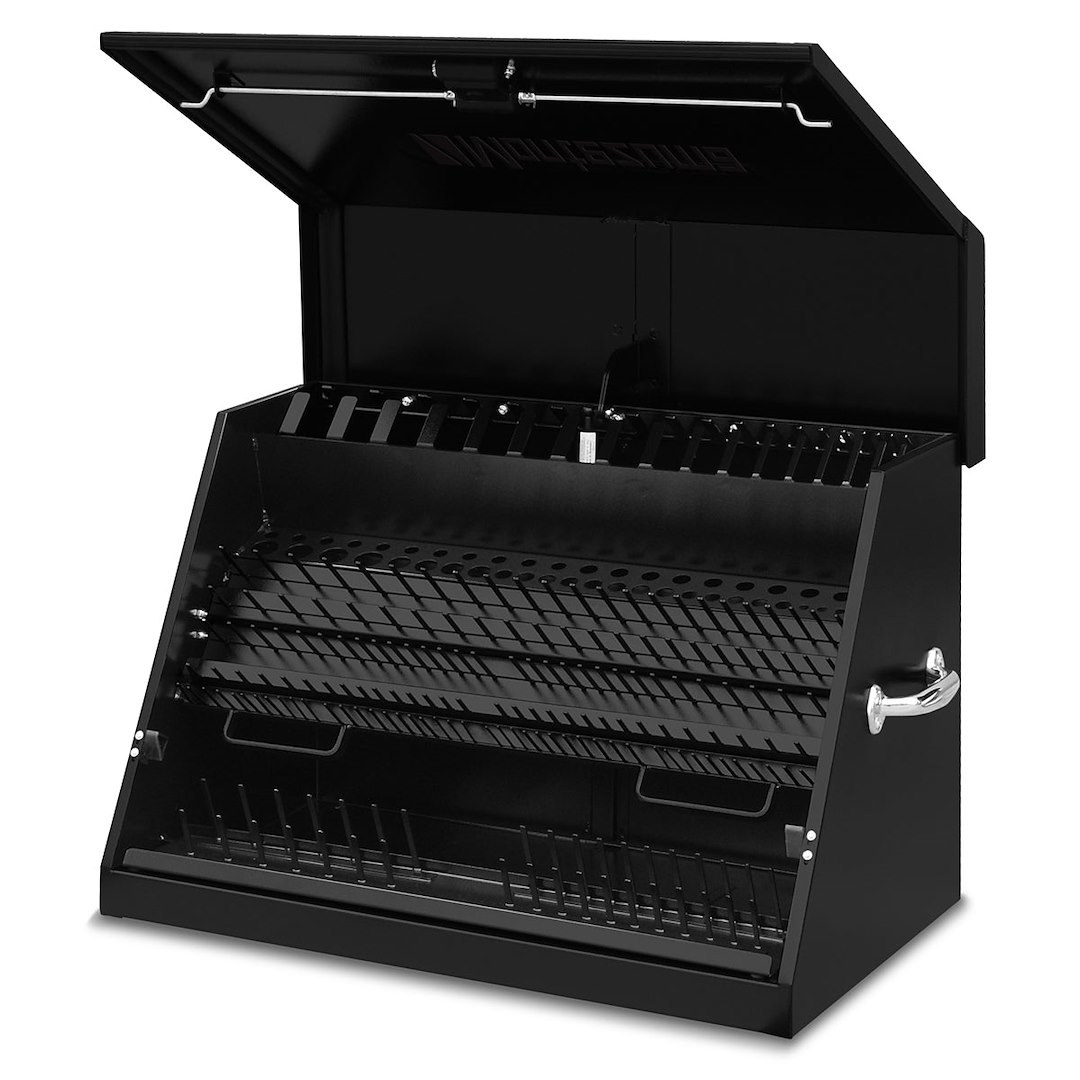 Montezuma Tool Box, Triangle®, Portable, Single Lid, Powder Coated, Black, Steel, 30-3/4 Inch Length X 19-5/8 Inch Width X 20-3/8 Inch Height – LA400B