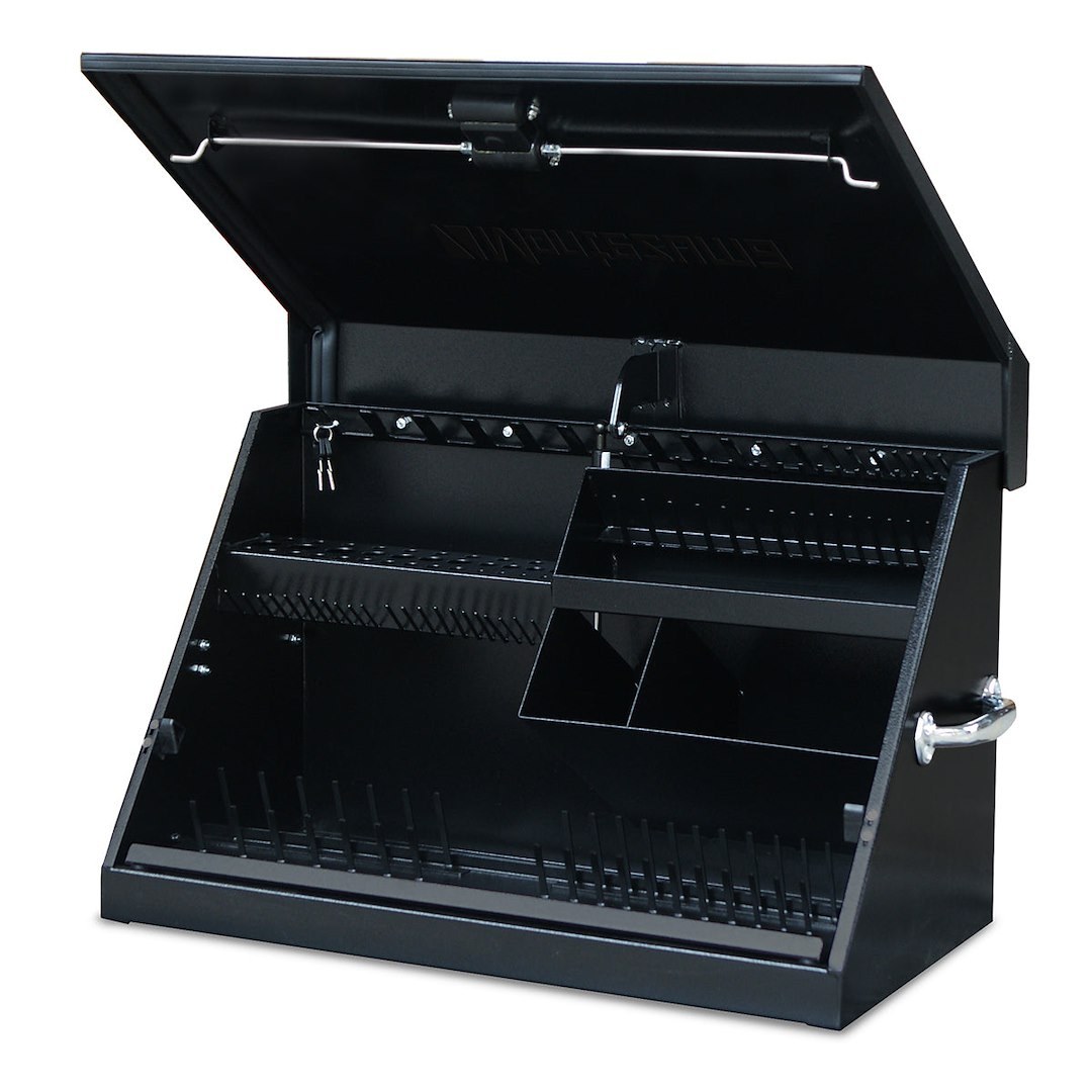 Montezuma Tool Box, Triangle®, Portable, Single Lid, Powder Coated, Black, Steel, 30-3/4 Inch Length X 15-1/4 Inch Width X 18-1/4 Inch Height – ME300B