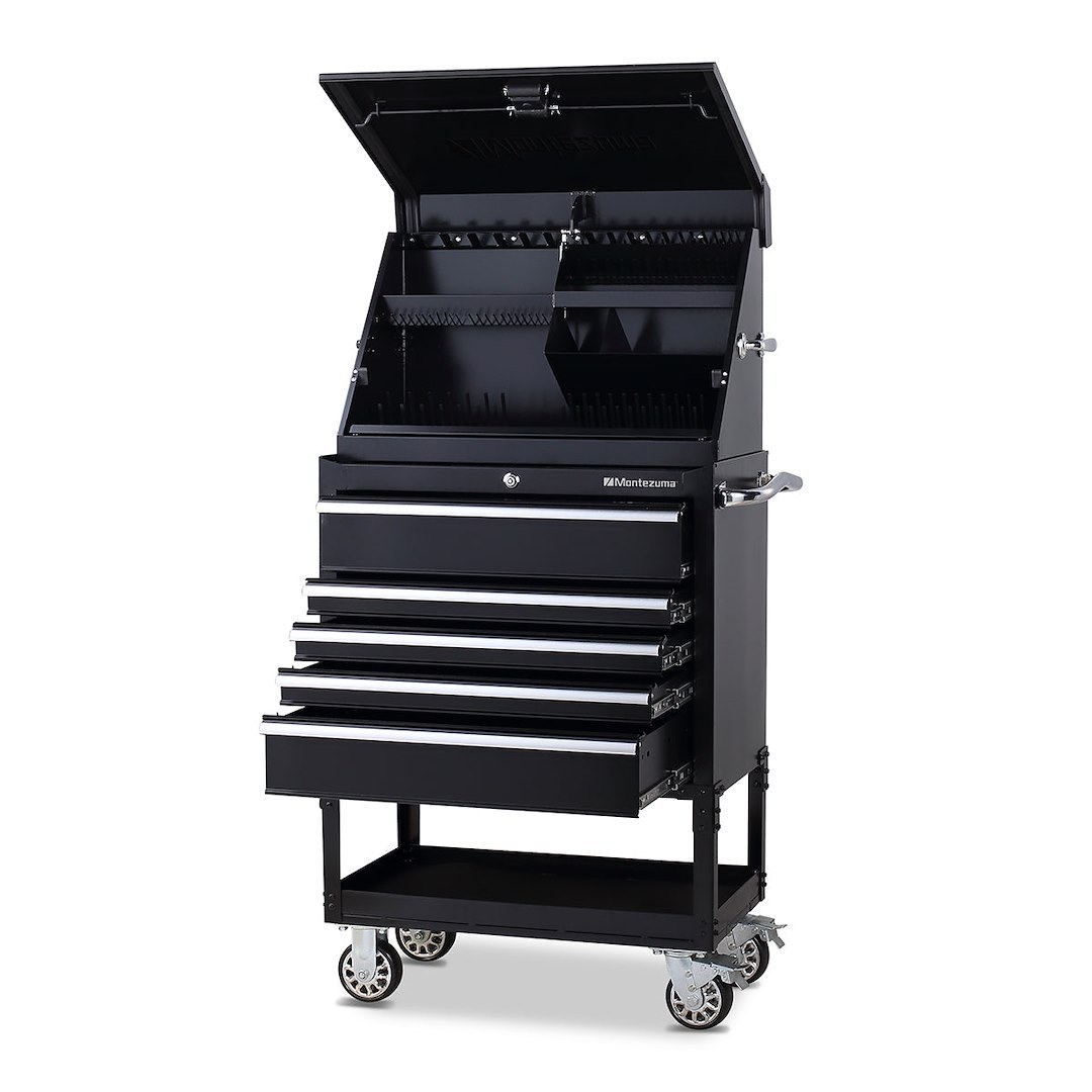 Montezuma Tool Box, Triangle®, Portable, Single Lid, Powder Coated, Black, Steel, 30-3/4 Inch Length X 15-1/4 Inch Width X 18-1/4 Inch Height – ME300B