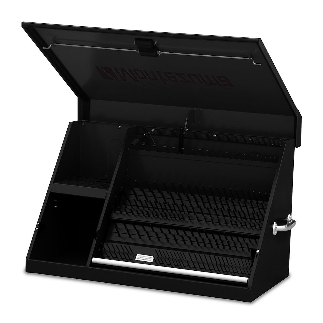 Montezuma Tool Box, Triangle®, Portable, Single Lid, Powder Coated, Black, Steel, 36-3/4 Inch Length X 17-1/2 Inch Width X 21-5/8 Inch Height – XL450B