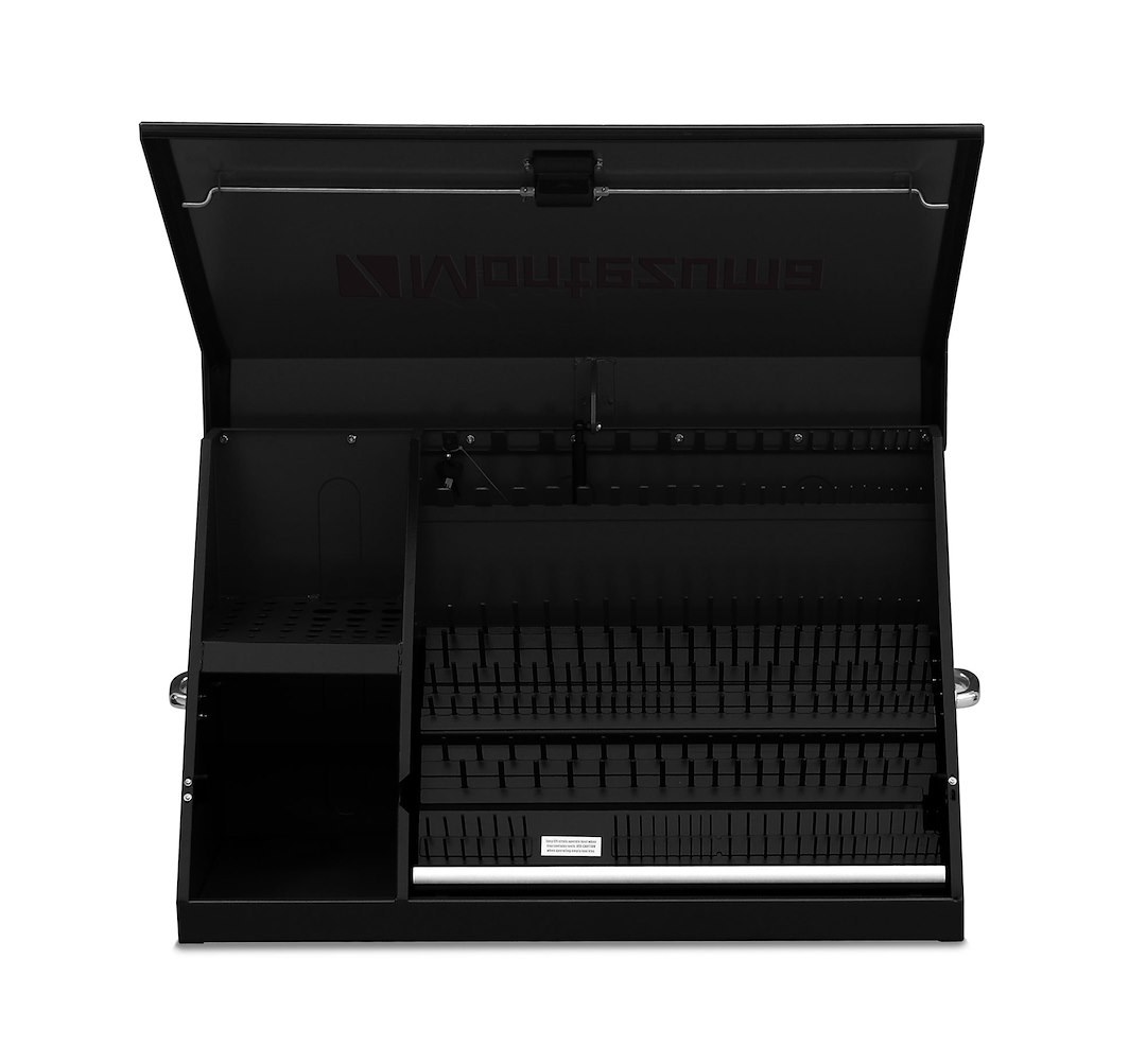 Montezuma Tool Box, Triangle®, Portable, Single Lid, Powder Coated, Black, Steel, 36-3/4 Inch Length X 17-1/2 Inch Width X 21-5/8 Inch Height – XL450B