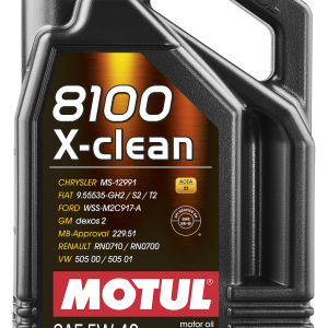 Motul USA Oil, 8100 X-Clean, SAE 5W-40, Synthetic, 5 Liter Jug, Single – 102051