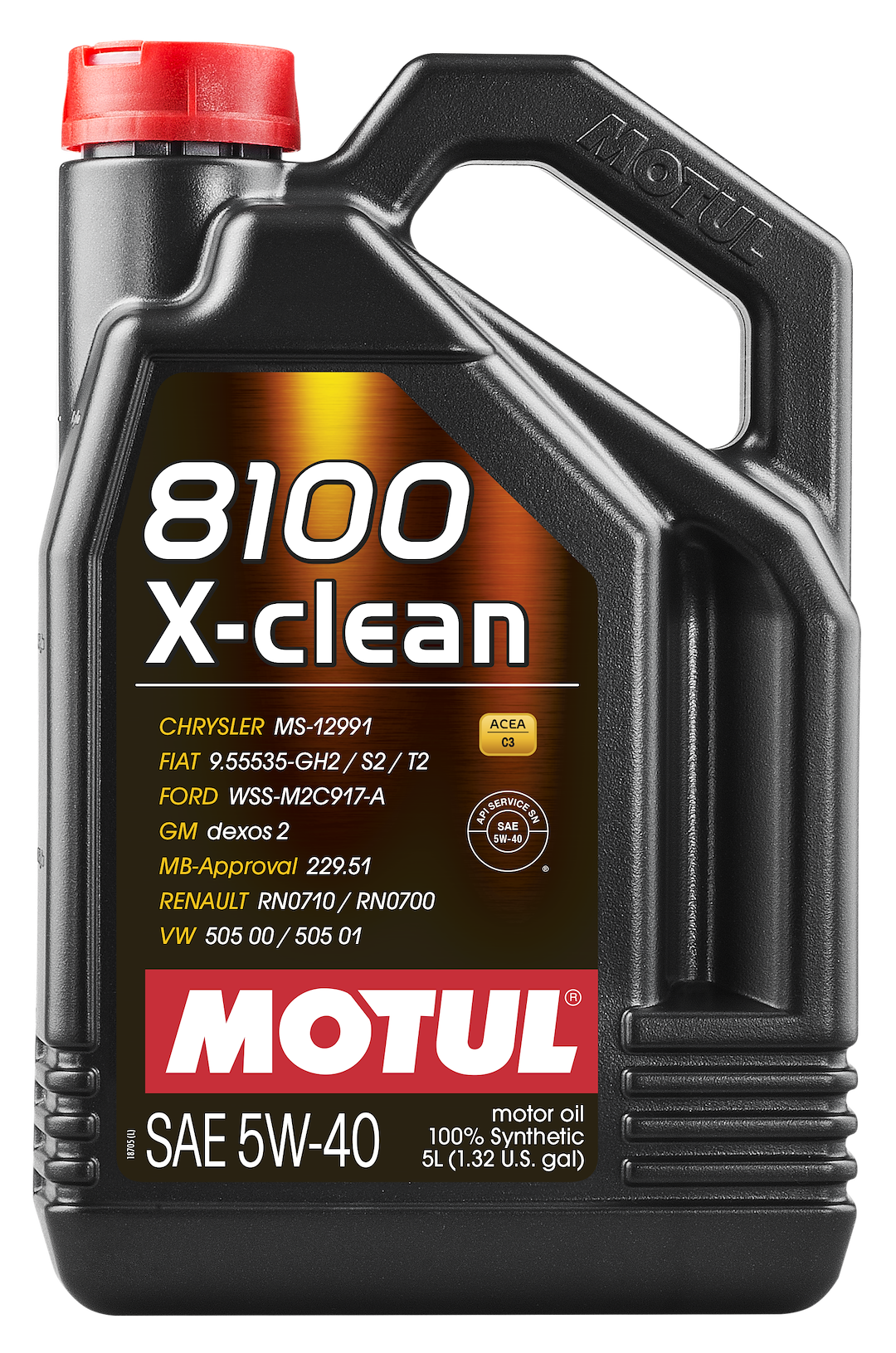 Motul USA Oil, 8100 X-Clean, SAE 5W-40, Synthetic, 5 Liter Jug, Single – 102051