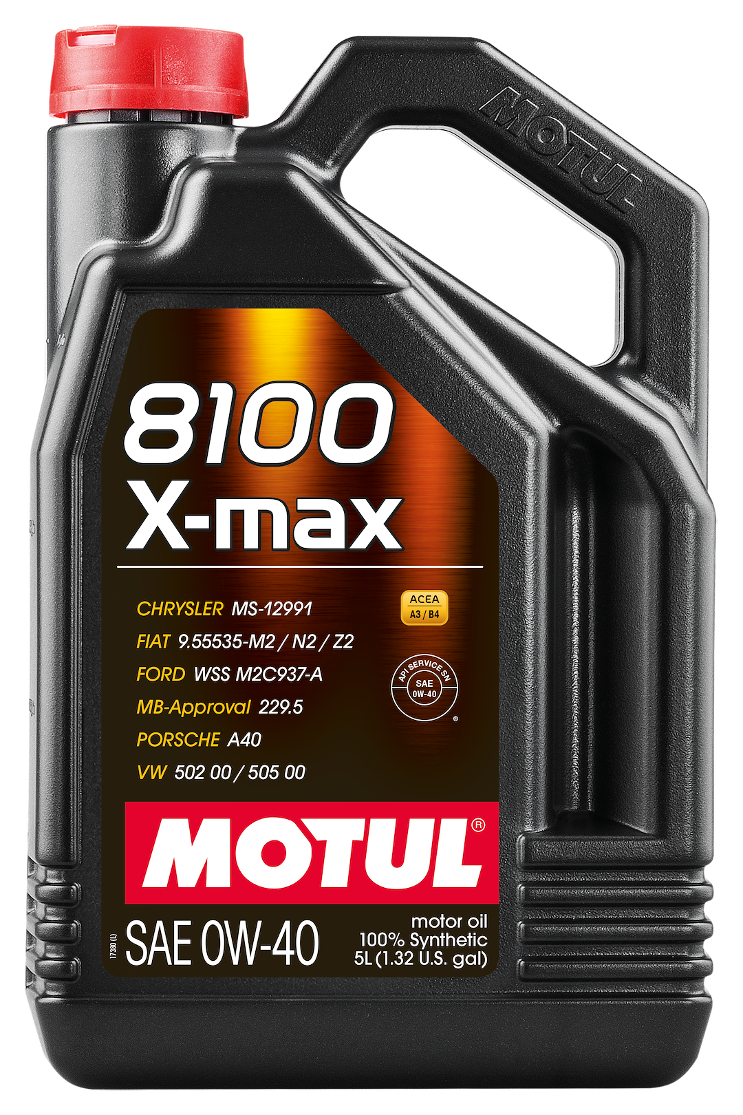Motul USA Oil, 8100 X-Max, SAE 0W-40, Synthetic, 5 Liter Jug, Single – 104533
