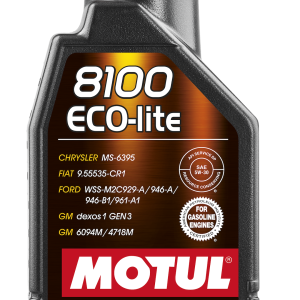Motul USA Oil, 8100 Eco-Lite, SAE 5W-30, Synthetic, 1 Liter Bottle, Single – 108212