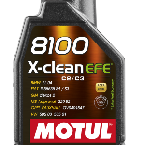 Motul USA Oil, 8100 X-Clean Efe, SAE 5W-30, Synthetic, 1 Liter Bottle, Single – 109470