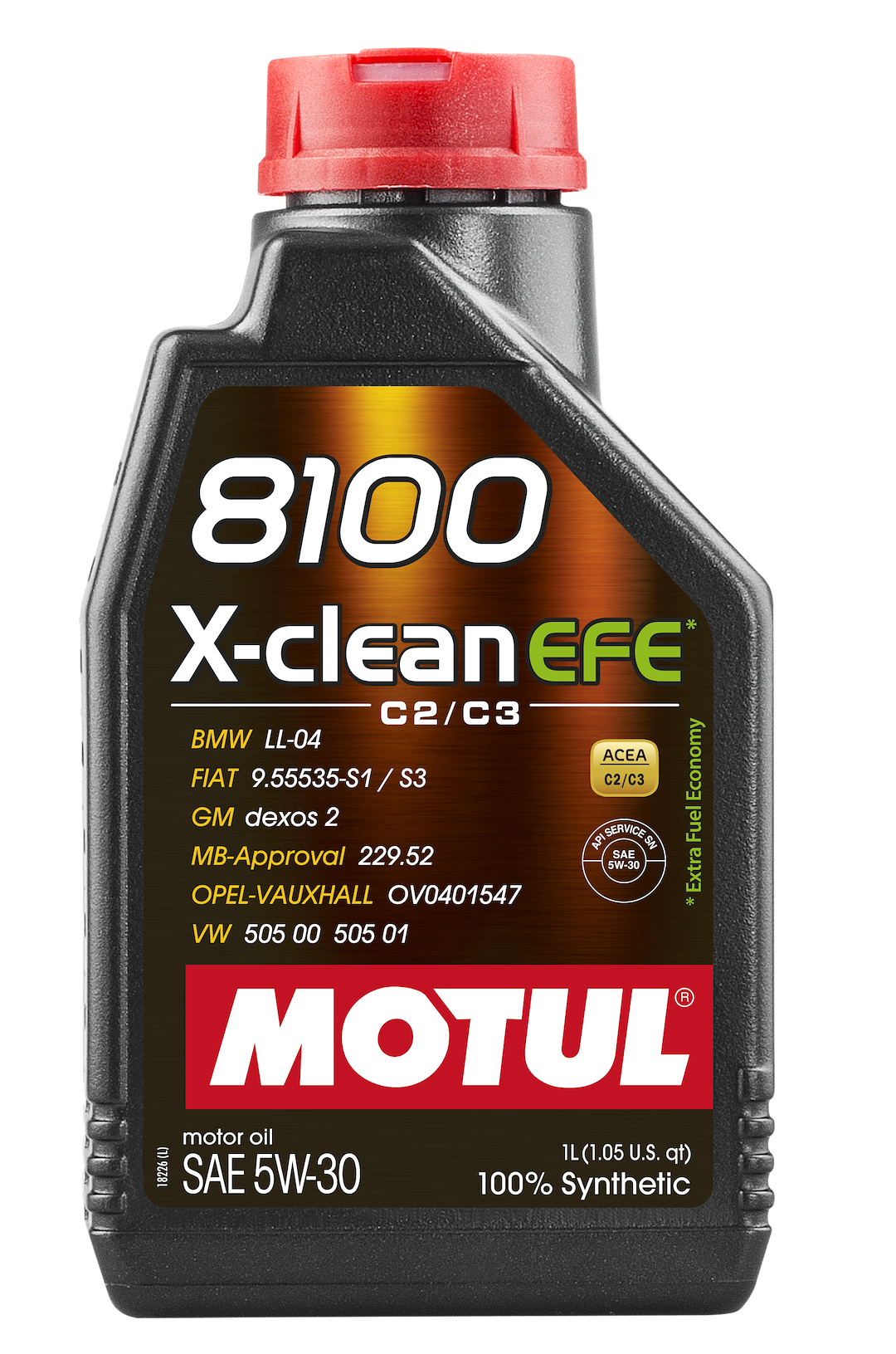Motul USA Oil, 8100 X-Clean Efe, SAE 5W-30, Synthetic, 1 Liter Bottle, Single – 109470