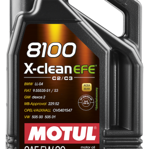 Motul USA Oil, 8100 X-Clean Efe, SAE 5W-30, Synthetic, 5 Liter Jug, Single – 109471