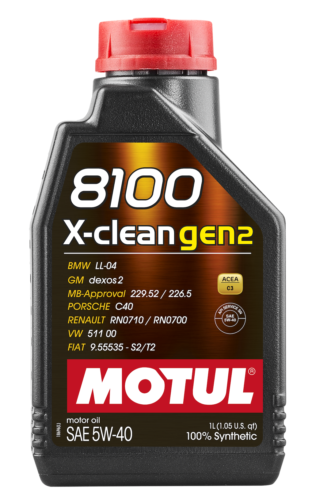 Motul USA Oil, 8100 X-Clean GEN2, SAE 5W-40, Synthetic, 1 Liter Bottle, Single – 109761