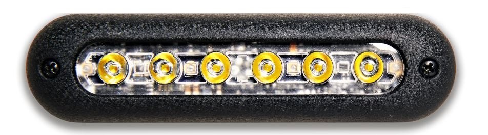 M Power Spotlight, Orv, 12 Watts LED, 6 Leds, Black Rectangular Housing, 4 Inch Length, Amber Light, 9 to 32 Volts DC – RTL-EMPS20001-A