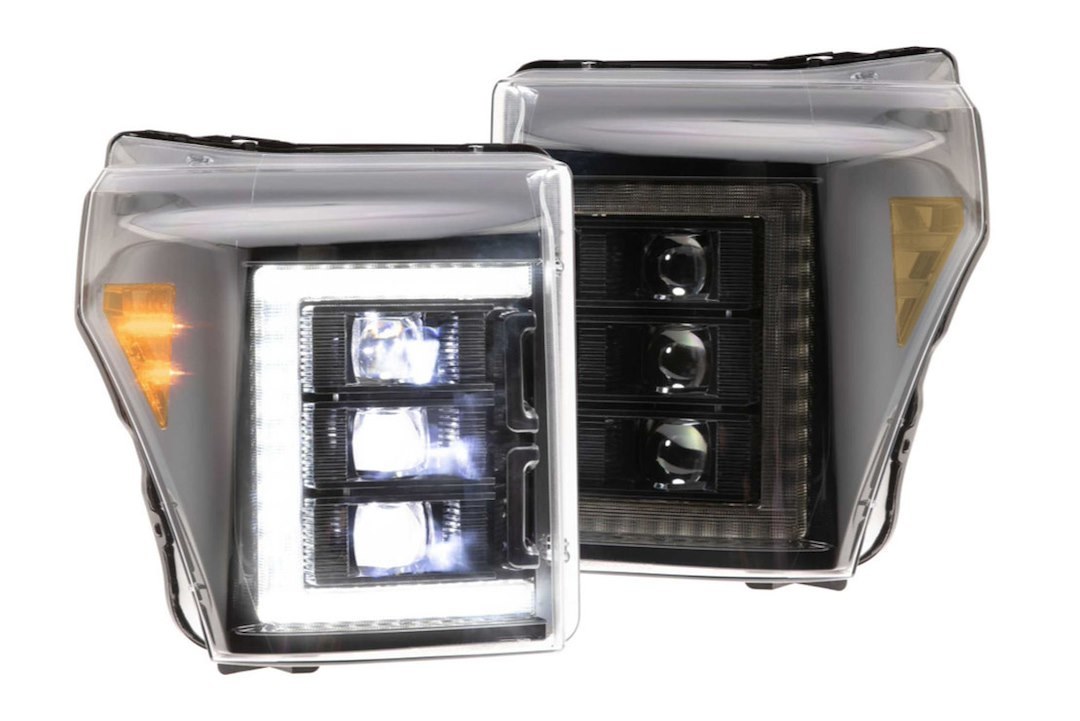 Morimoto Headlight Assembly, Xb, LED Bulb, High and Low Projector Beam, White DRL/ Amber Side Marker Light, Polycarbonate Clear Lens – LF505-ASM