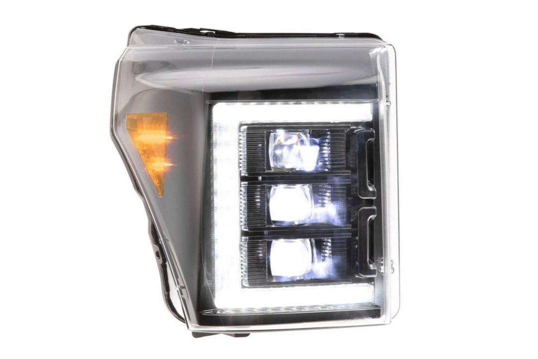 Morimoto Headlight Assembly, Xb, LED Bulb, High and Low Projector Beam, White DRL/ Amber Side Marker Light, Polycarbonate Clear Lens – LF505-ASM