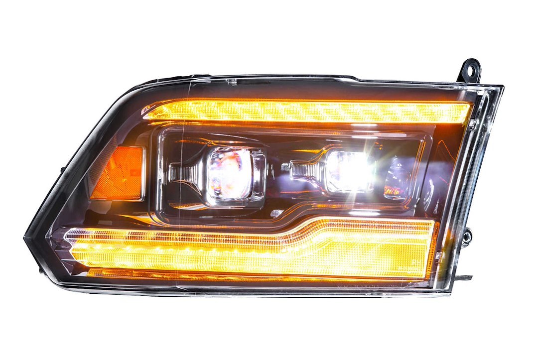 Morimoto Headlight Assembly, Xb, LED Bulb, High and Low Projector Beam, Amber DRL/ Amber Side Marker Light, Polycarbonate Clear Lens – LF520-A-ASM