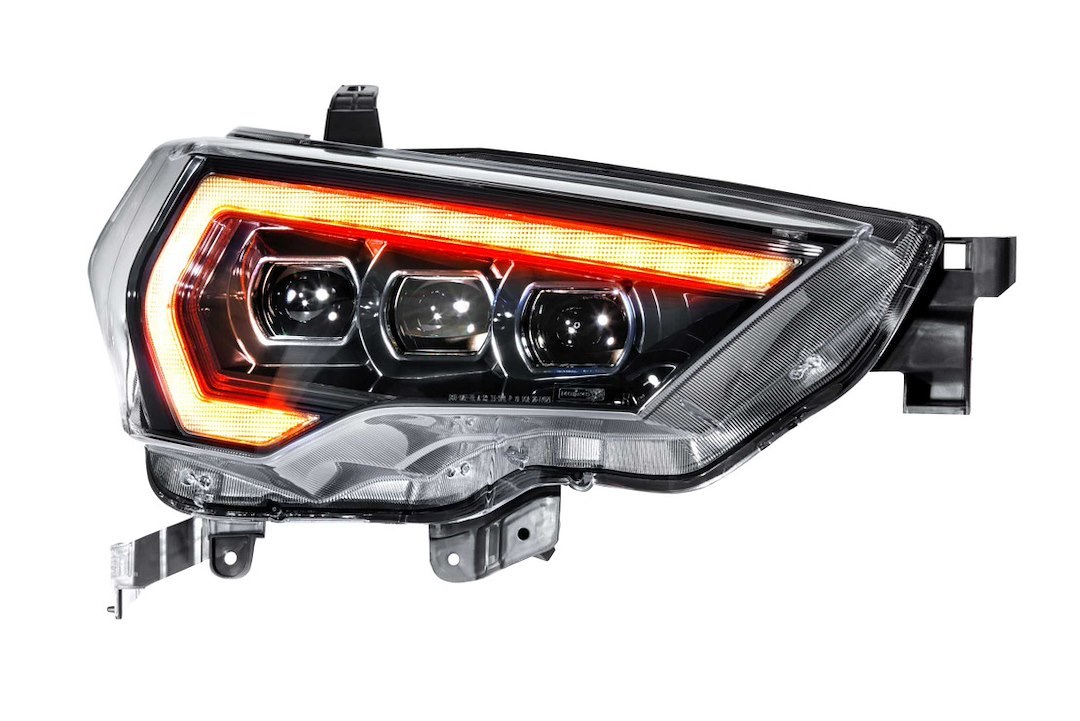 Morimoto Headlight Assembly, Xb, LED Bulb, High and Low Projector Beam, Amber DRL/ Amber Side Marker Light, Polycarbonate Clear Lens – LF531.2-A-ASM