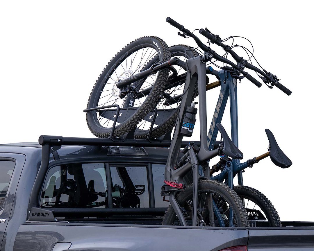 Multy Rack S Bike Rack, Lite, Bed Mount, Holds 2 Bikes Vertically, Cradle System with Straps, Non-Foldable, Texture Black Powder Coated – MR-2058