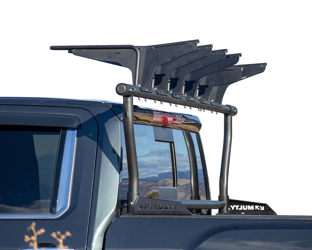 Multy Rack S Bike Rack, Pro XL, Bed Mount, Holds 2 Bikes Vertically, Cradle System with Straps, Non-Foldable, Texture Black Powder Coated – MR-2366
