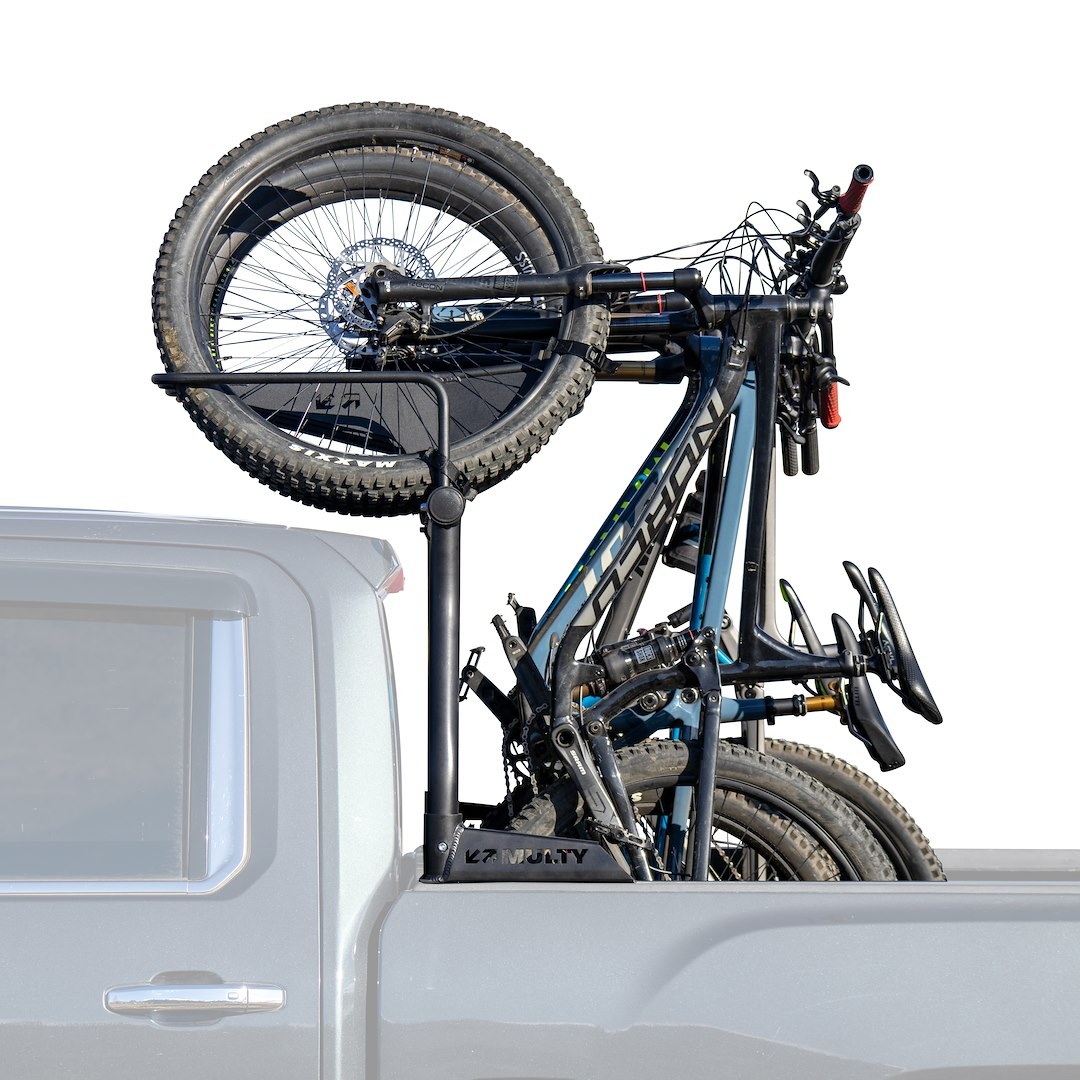 Multy Rack S Bike Rack, Pro XL, Bed Mount, Holds 2 Bikes Vertically, Cradle System with Straps, Non-Foldable, Texture Black Powder Coated – MR-2366