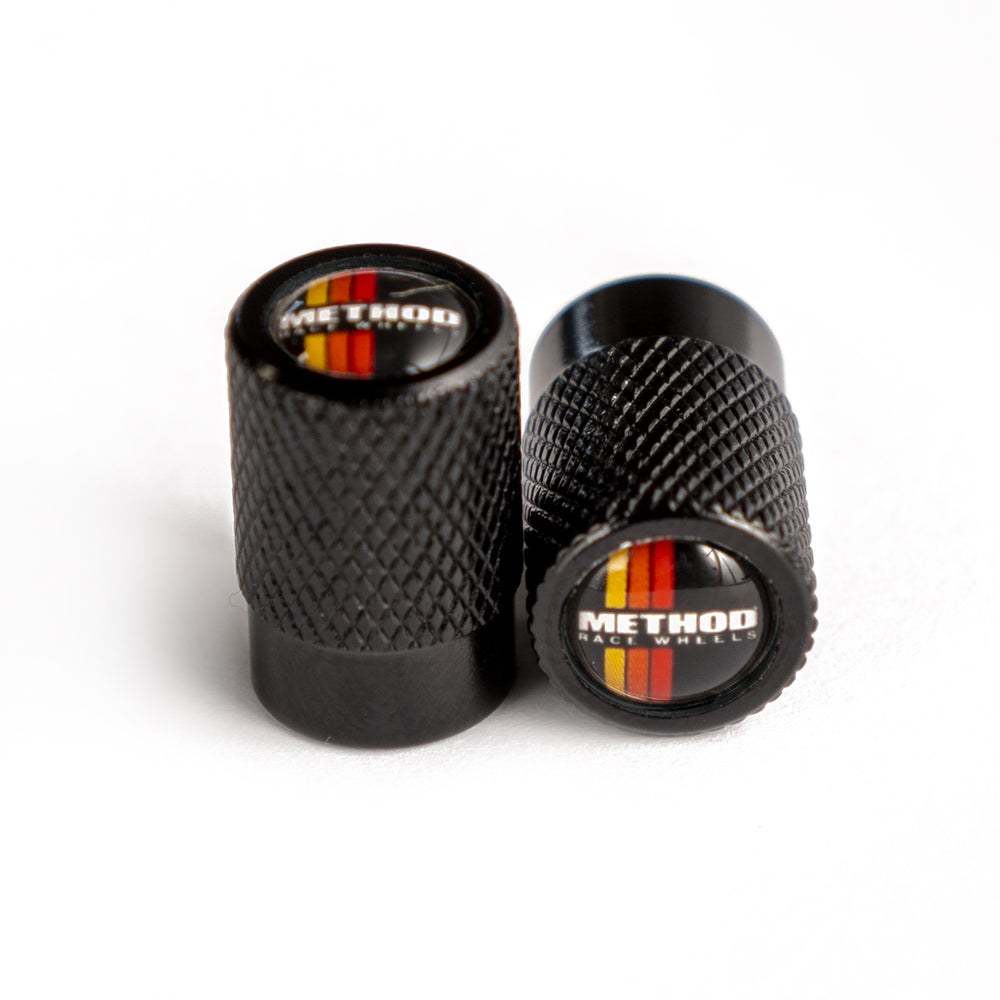 Method Race Wheels Valve Stem Cap, Flat Head with Knurling, Classic Stripes, Aluminum, Set of 5 Caps – MH-VSC6
