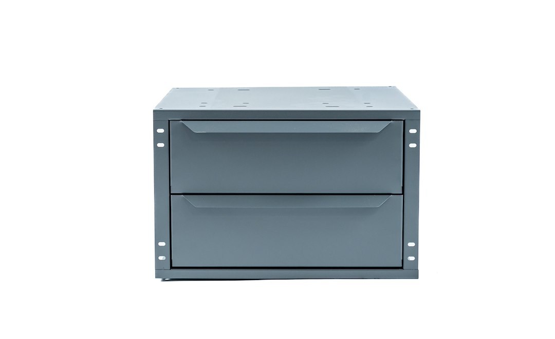 Masterack Van Storage System Cabinet, Shelf Mount, 12 Inch Height X 18-1/2 Inch Width X 16 Inch Depth, 2 Drawers, With Divided Scoop Tray – 025070KP