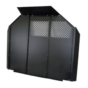 Masterack Bulkhead Divider, Full Bulkhead, Without Door, Solid Left/ Perforated Middle/ Perforated Right Window, Black, Steel – 027084KP