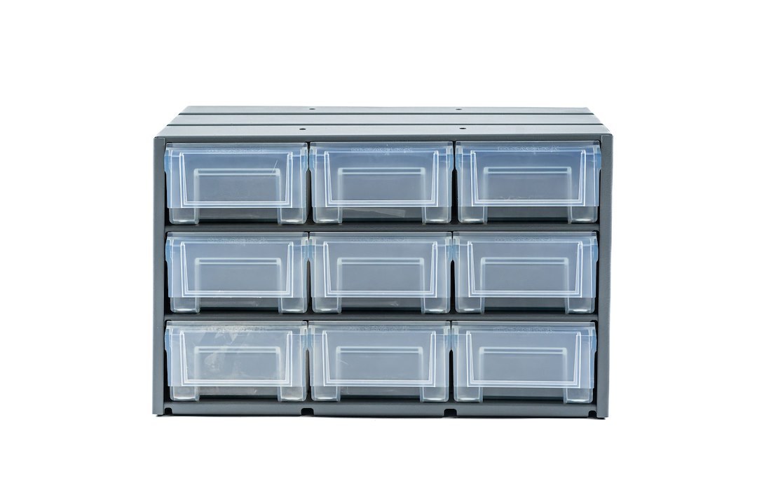 Masterack Van Storage System Cabinet, Shelf Mount, 10.9 Inch Height X 17.5 Inch Width X 11.5 Inch Depth, 9 Drawers – 02D643KP