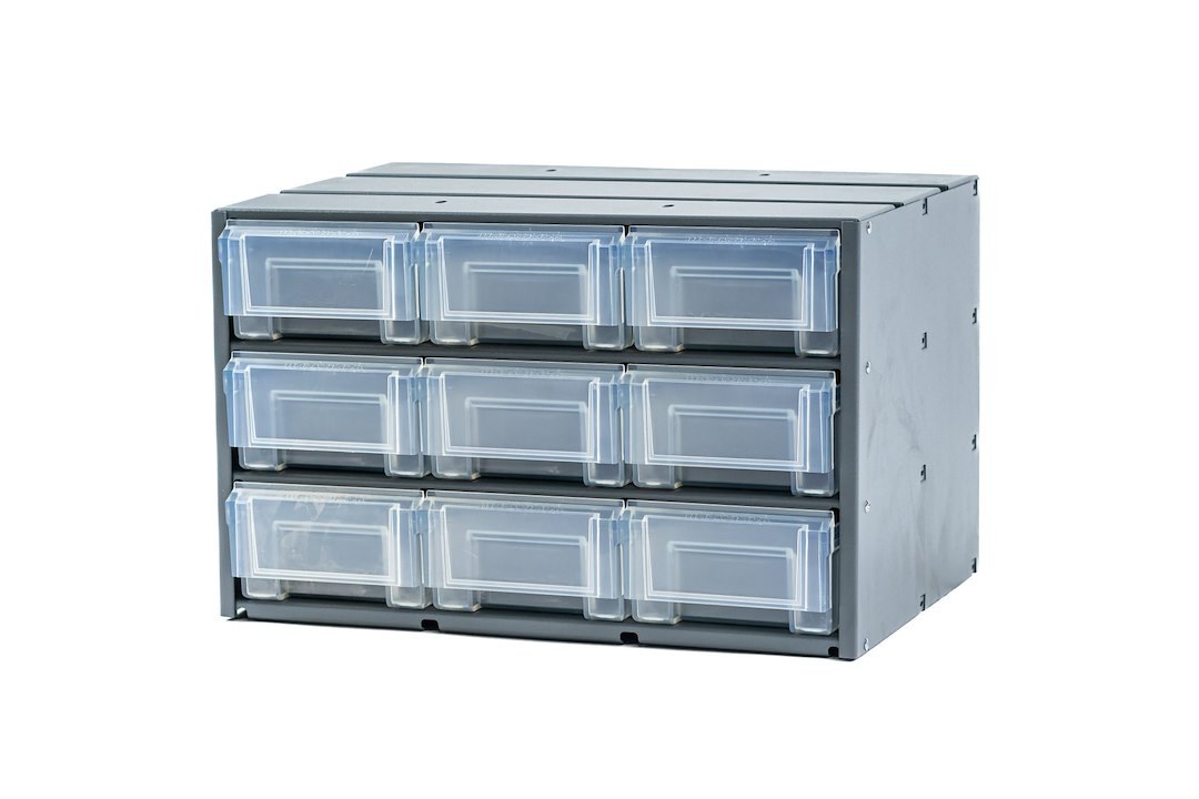 Masterack Van Storage System Cabinet, Shelf Mount, 10.9 Inch Height X 17.5 Inch Width X 11.5 Inch Depth, 9 Drawers – 02D643KP