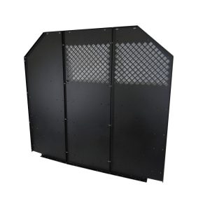 Masterack Bulkhead Divider, Full Bulkhead, Without Door, Solid Left/ Perforated Middle/ Perforated Right Window, Black, Steel – 02J177KP