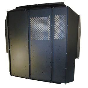 Masterack Bulkhead Divider, Full Bulkhead, Without Door, Solid Left/ Perforated Middle/ Perforated Right Window, Black, Steel – 02J177KP