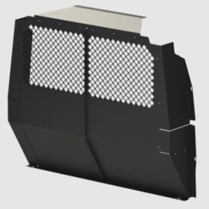 Masterack Bulkhead Divider, Full Bulkhead, Perforated Window, Black, Steel, With Mounting Hardware, With Bulkhead Divider Wing – 02M186KP