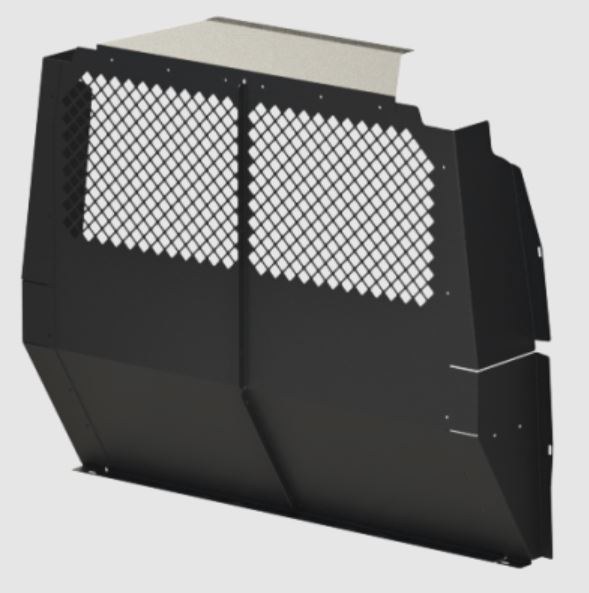 Masterack Bulkhead Divider, Full Bulkhead, Perforated Window, Black, Steel, With Mounting Hardware, With Bulkhead Divider Wing – 02M186KP