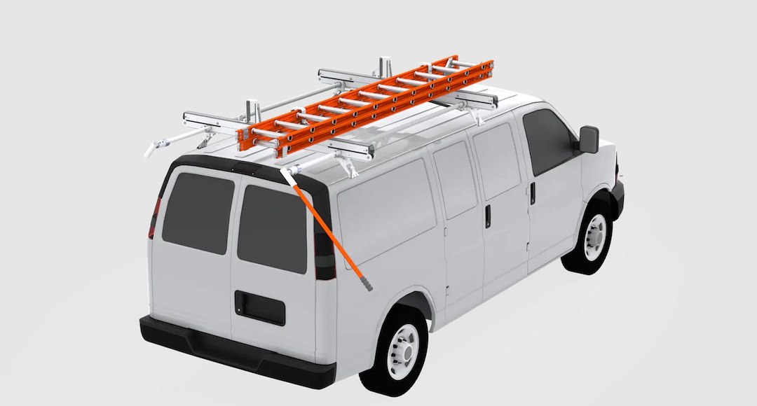 Masterack Ladder Rack, Uplyft™, 75 Pound Capacity, Factory Rail Attachment, 18-3/8 Inch Height, Set of 2 – 02P742KP
