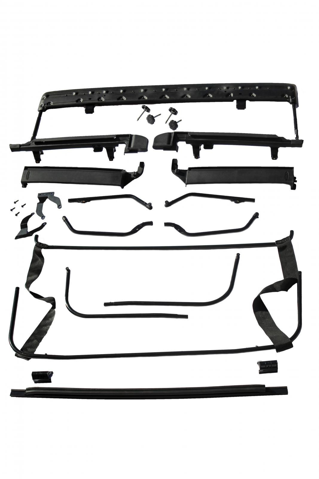 Mastertop Soft Top Hardware Kit, For Use with Black Mastertop Soft Top, With Bows/ Mounting Hardware/ Windshield Channel/ Door Surrounds – 15601324