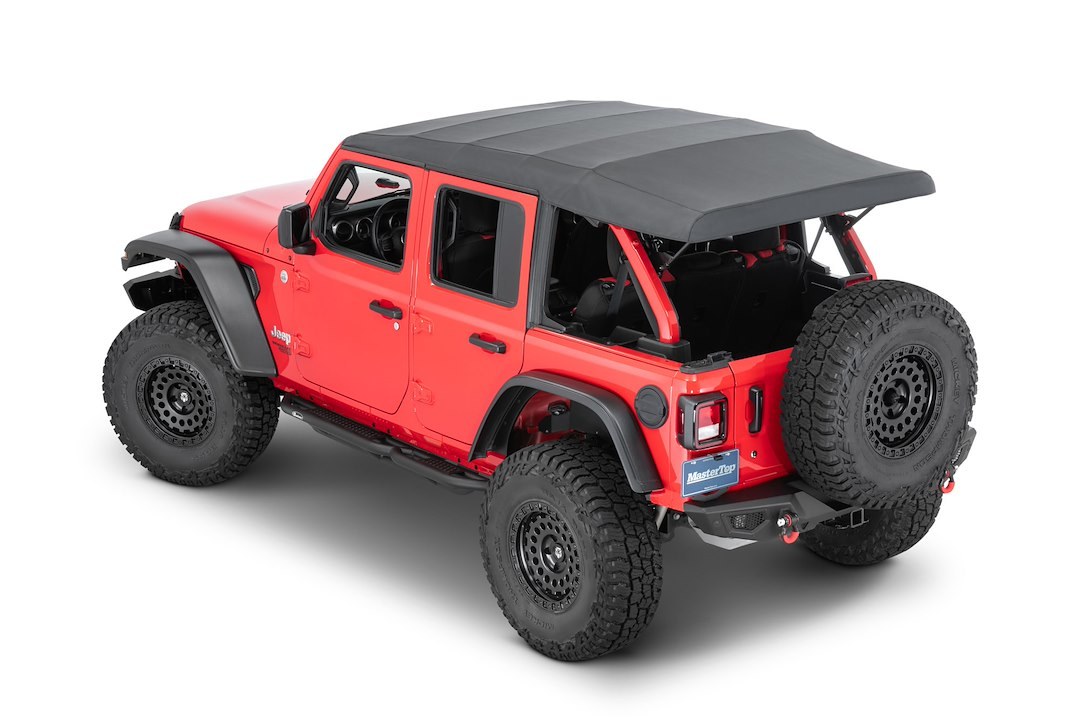 Mastertop Soft Top, Black Diamond, Sailcloth Fabric, Uses Factory Doors, Includes Tinted Window, Includes Folding Sun Roof – 15601635