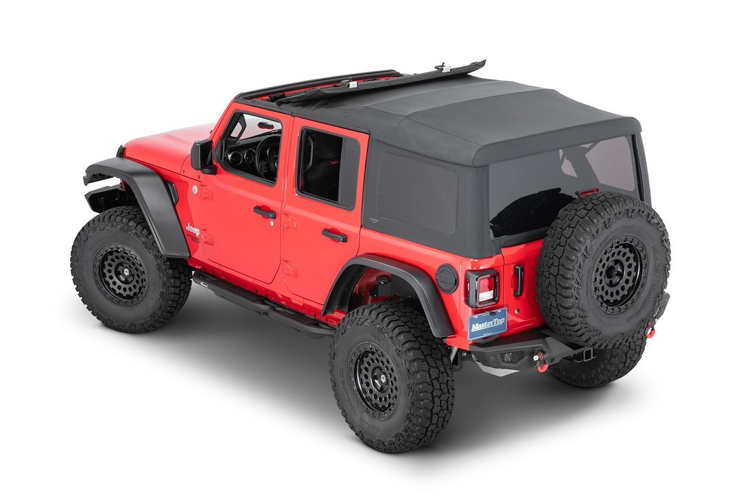 Mastertop Soft Top, Black Diamond, Sailcloth Fabric, Uses Factory Doors, Includes Tinted Window, Includes Folding Sun Roof – 15601635