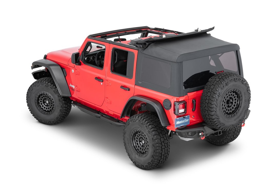 Mastertop Soft Top, Black Diamond, Sailcloth Fabric, Uses Factory Doors, Includes Tinted Window, Includes Folding Sun Roof – 15601635