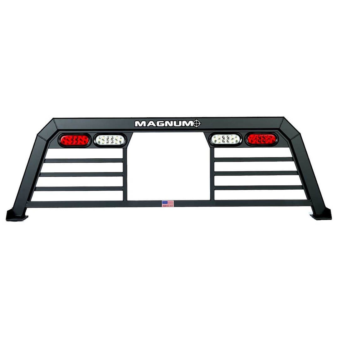 Magnum Truck Headache Rack, Low Pro, Louvered with Window Cut Out, Powder Coated, Matte Black, Aluminum, Can Be Used with Most Tonneau Covers – 220LW