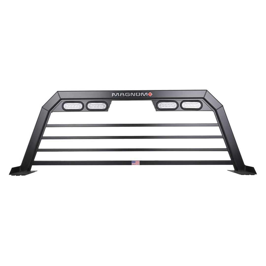 Magnum Truck Headache Rack, High Pro, Louvered, Powder Coated, Matte Black, Aluminum, Can Be Used with Between the Rails Tonneau Covers – 223HPBRP2NB