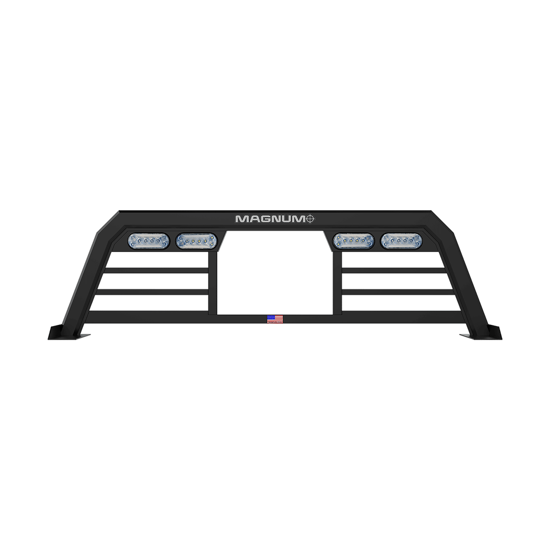 Magnum Truck Headache Rack, Low Pro, Louvered with Window Cutout, Powder Coated, Matte Black, Aluminum – 223LPBRP1NB