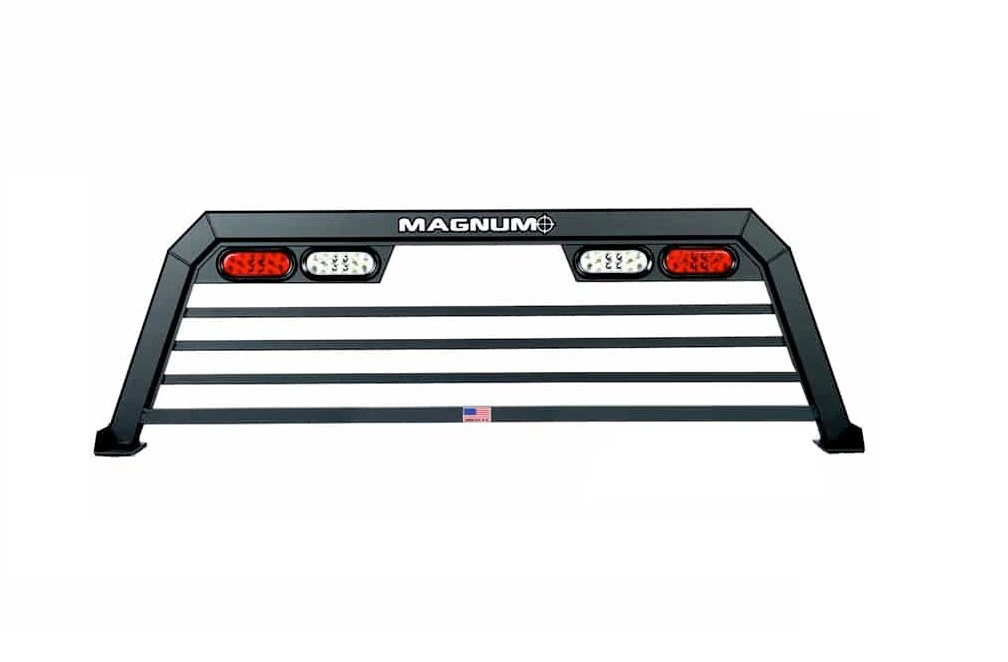 Magnum Truck Headache Rack, Low Pro, Louvered, Powder Coated, Matte Black, Aluminum, Can Be Used with Most Tonneau Covers – 321LT