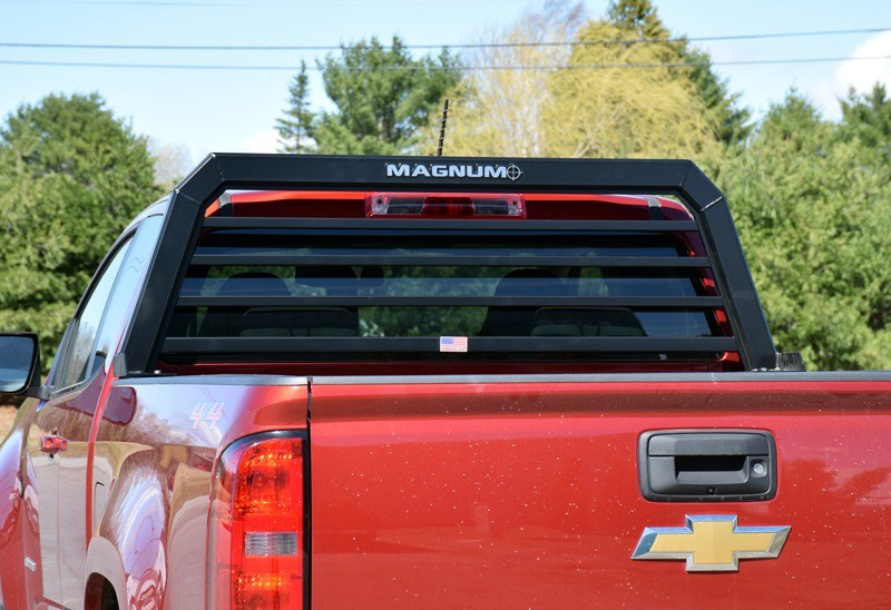 Magnum Truck Headache Rack, Standard, Louvered, Powder Coated, Matte Black, Aluminum, Can Be Used with Most Tonneau Covers – 424