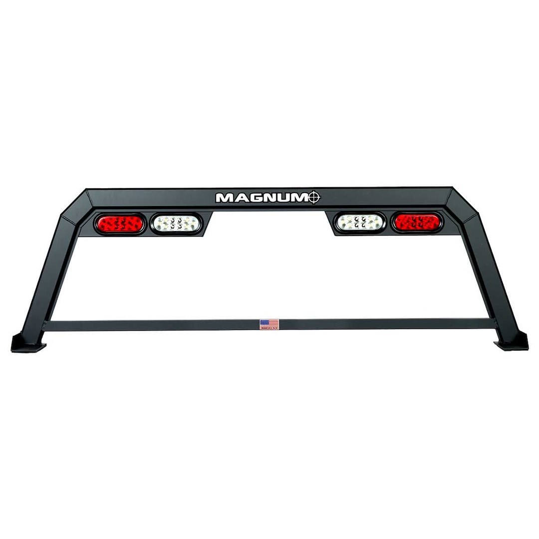 Magnum Truck Headache Rack, High Pro Hollow Point, Louvered, Lighted, Powder Coated, Matte Black, Aluminum – 424LHP