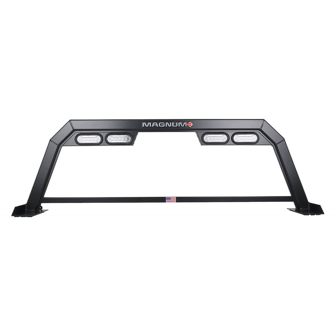 Magnum Truck Headache Rack, Low Pro, Frame Only, Lighted, Powder Coated, Matte Black, Aluminum, Can Be Used with Most Tonneau Covers – 424LPHPJ3NB