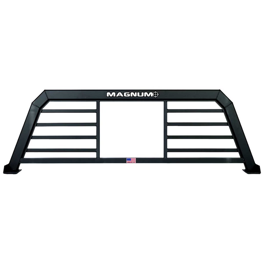 Magnum Truck Headache Rack, Standard, Louvered with Window Cut Out, Powder Coated, Matte Black, Aluminum, Can Be Used with Most Tonneau Covers – 424W