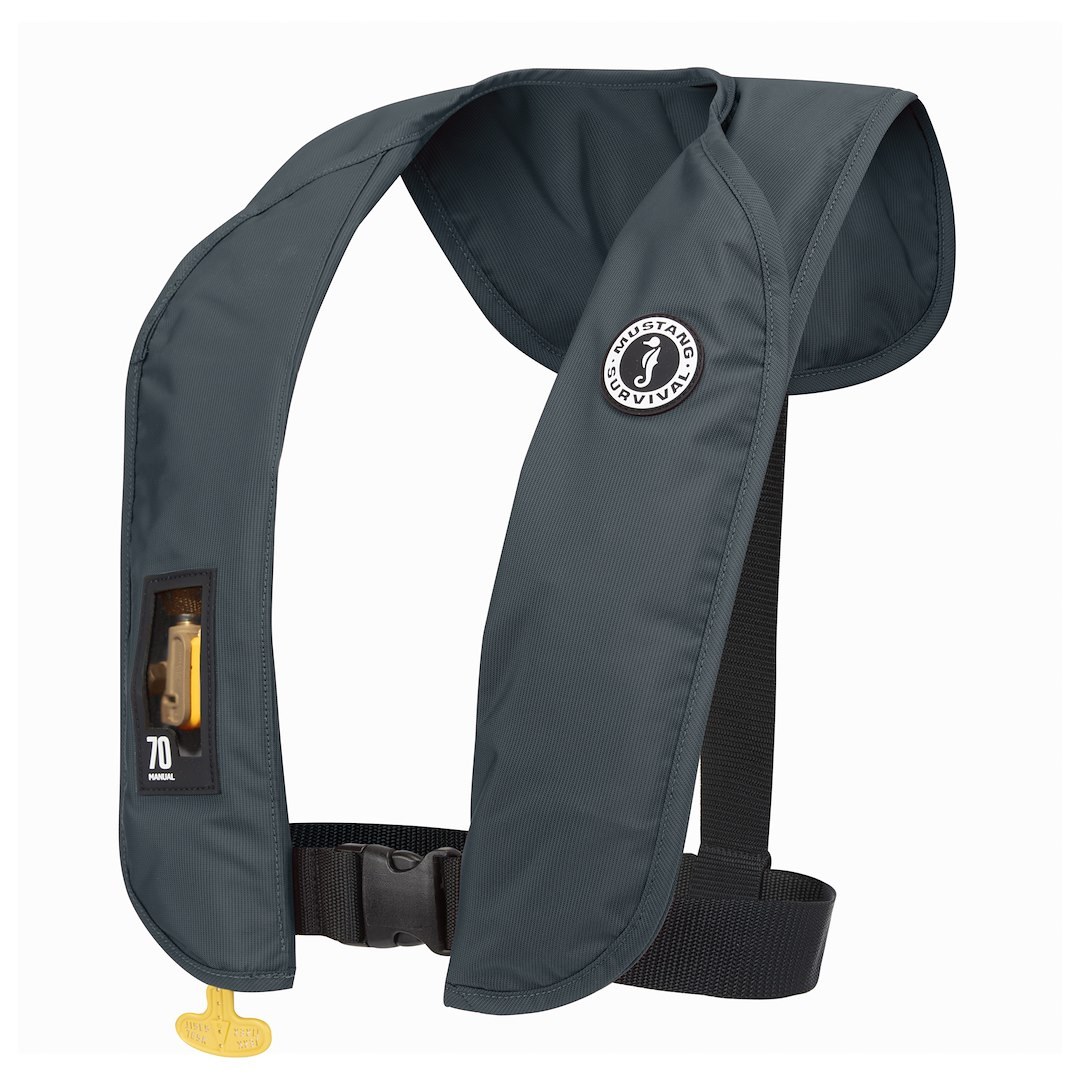 Mustang Surv Pfd – Personal Floatation Device, Mit 70, Life Vest, Gray, Single, With Easy-To-Grip Handle, Manual Inflatable – MD4041-191-0-202