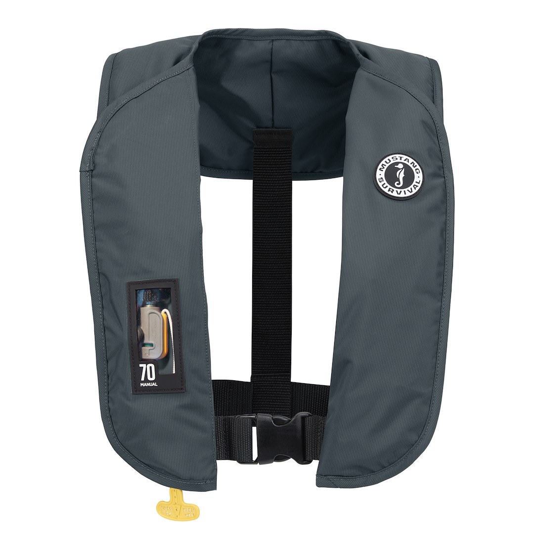 Mustang Surv Pfd – Personal Floatation Device, Mit 70, Life Vest, Gray, Single, With Easy-To-Grip Handle, Manual Inflatable – MD4041-191-0-202