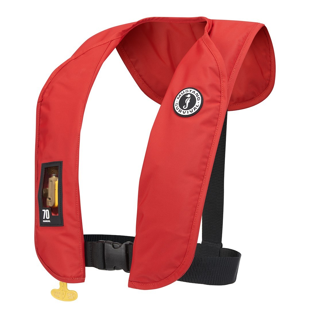 Mustang Surv Pfd – Personal Floatation Device, Mit 70, Life Vest, Red, Single, With Easy-To-Grip Handle, Manual Inflatable – MD4041-4-0-202
