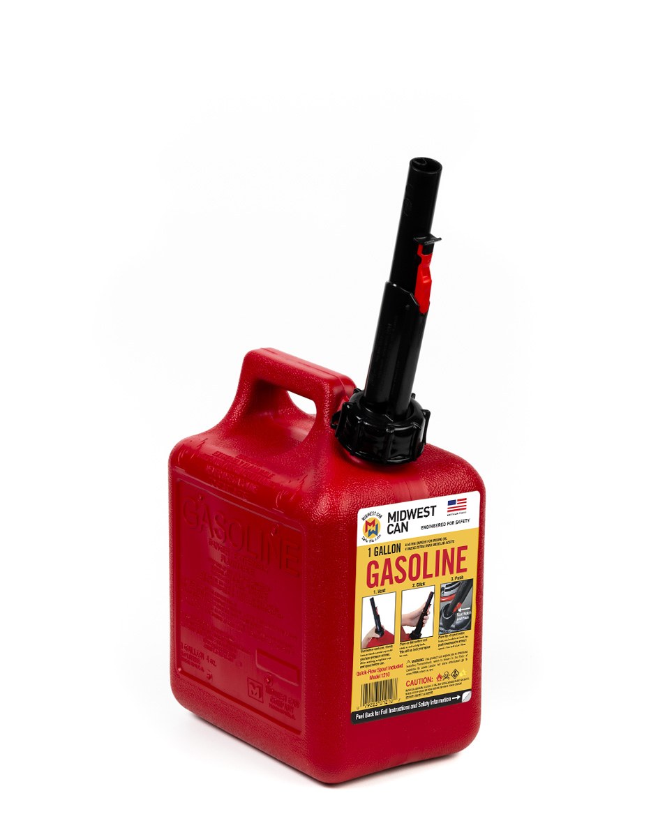 Midwest Can Liquid Storage Container, Safe-Flo, Red, 1 Gallon, Free Standing, High-Density Polyethylene, With Quick-Flow Spout – 1210